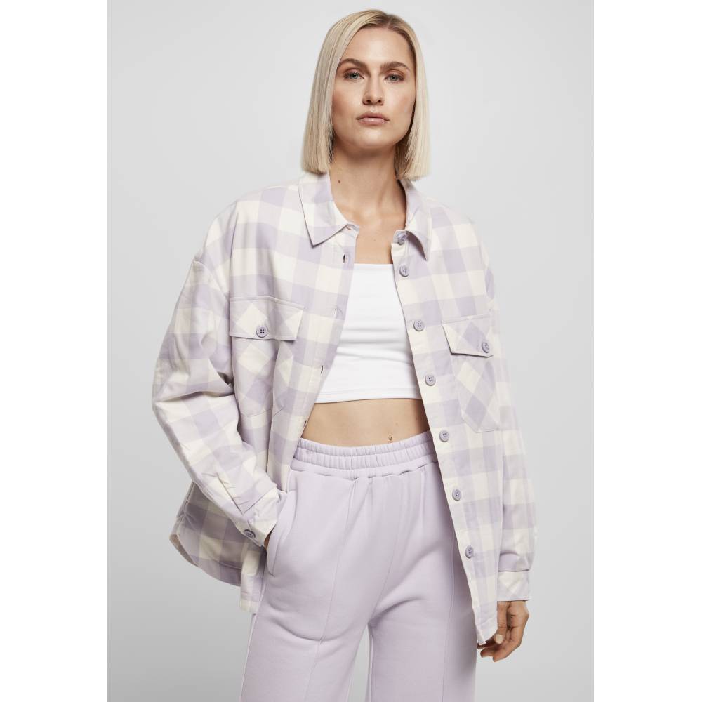 Urban Classics - Flanell Padded Overshirt Chemisier - Crème/Violet